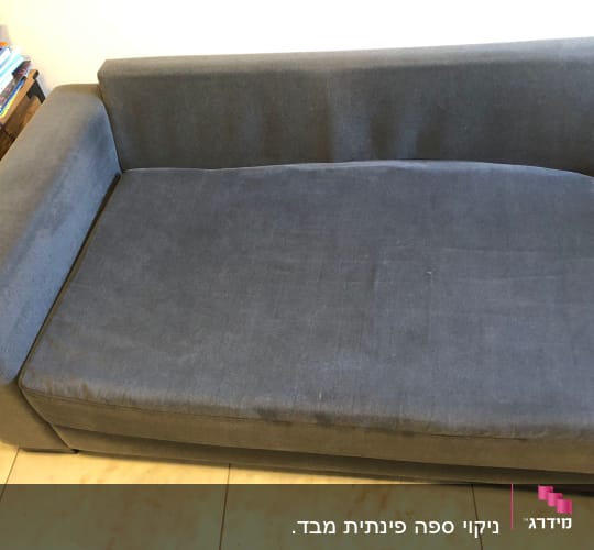ספה אפורה עם כרית מושב גדולה